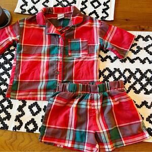 Art Class Sleepwear red two piece plaid pajamas kids girls size small S 6